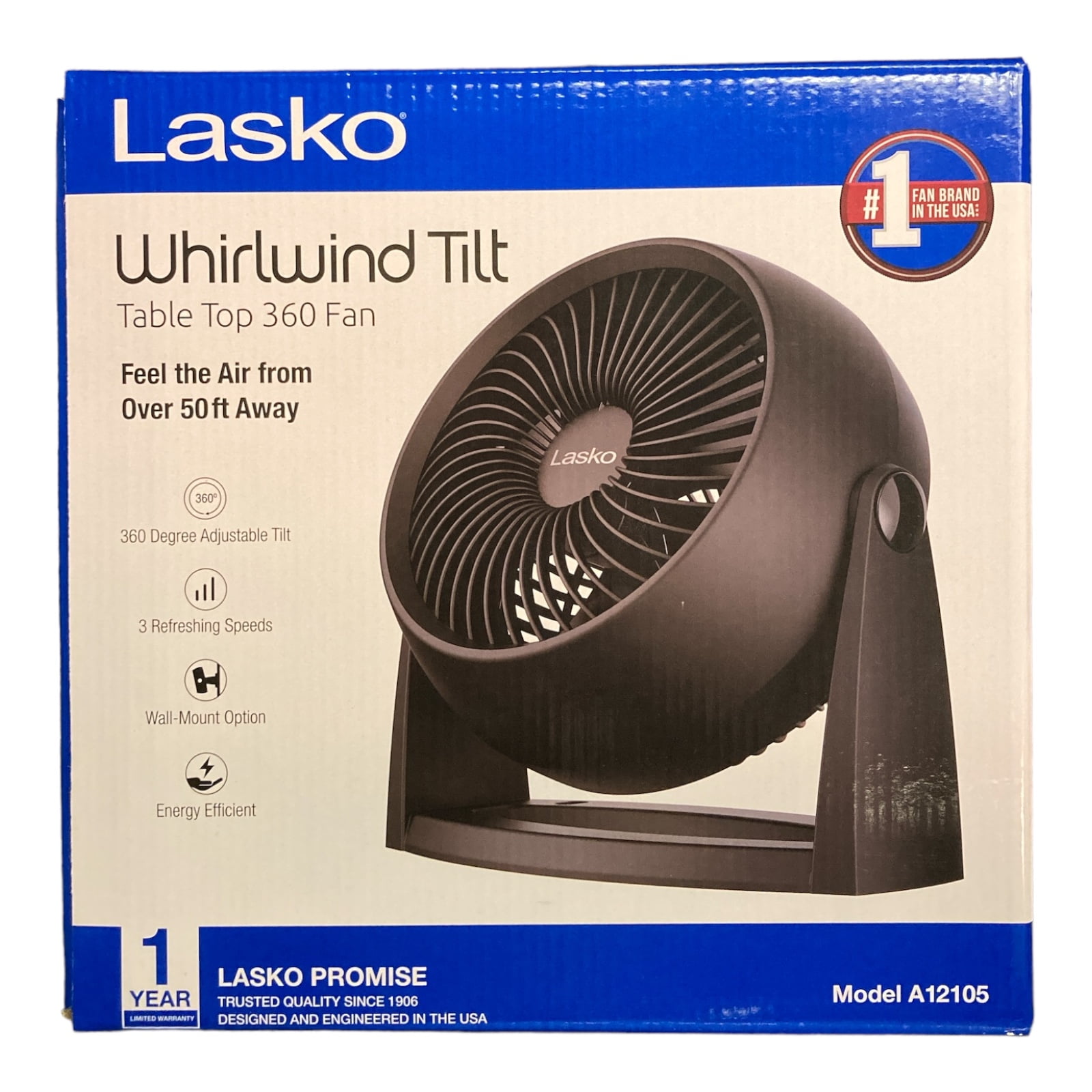 Black Plastic Adjustable Tilt Table Fan with Three Speeds