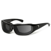 WHIRLWIND Wind Blocking Padded Foam Light Sensitivity Sunglasses, 100% UVA + UVB Protection, Glossy Black Frame/Extra Dark Lenses