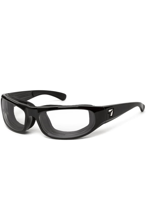 WHIRLWIND Wind Blocking Padded Foam Sunglasses for Outdoors, 100% UVA + UVB Protection, Glossy Black Frame/Clear Lens