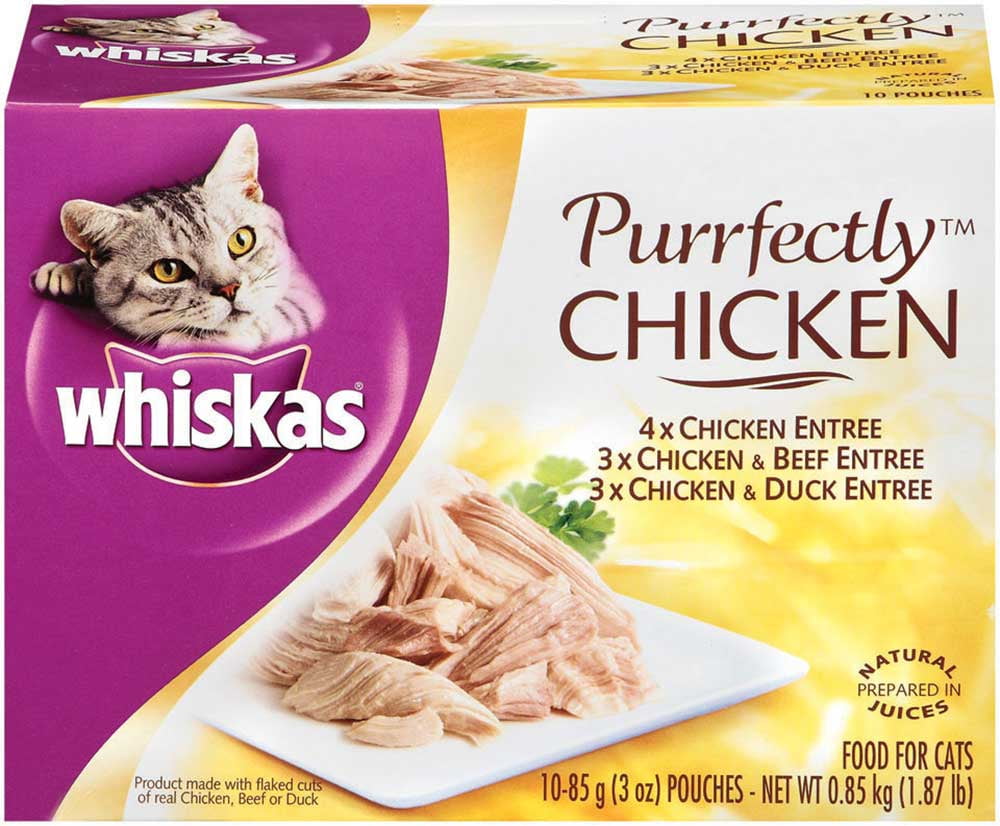 WHISKAS PURRFECTLY Chicken Variety Pack Wet Cat Food 3 Ounces (10 Count