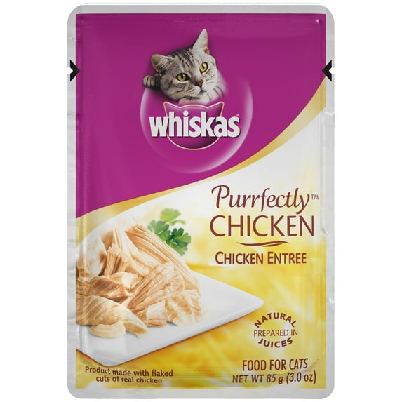 WHISKAS PURRFECTLY Chicken Wet Cat Food Chicken Entree Flavor, 3 oz. Pouch (1 Pack)