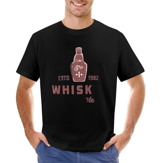 WHISKEY Men’s Graphic T-shirt Vintage Short Sleeve Sport Tee Black XS