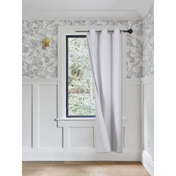 WHITE 1-Piece Noa Solid Blackout Grommet-Top Window Curtain Panel 37" W x 95" L