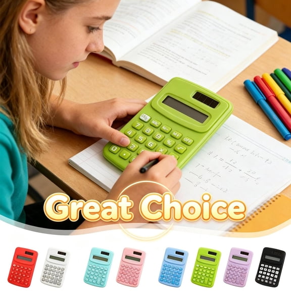 WHITE 8-Digit Solar-Powered Portable Calculator, Dual-Power ABS Desktop Calculator with Stand, Compact Basic Calculator for Home, Office & Daily Financial Use
