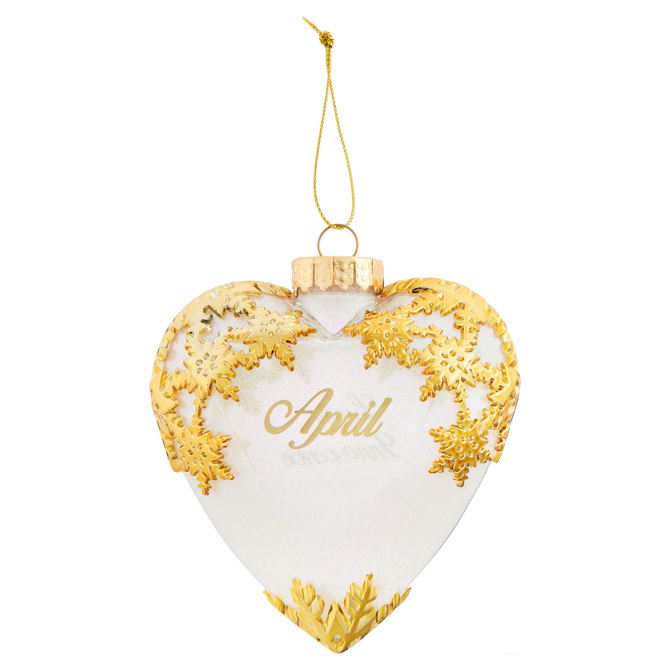 White and Gold Glitter April Birthstone Christmas Ornament, 4.3", by Holiday Time