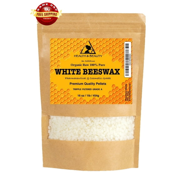WHITE BEESWAX BEES WAX ORGANIC PASTILLES BEADS PREMIUM 100% PURE 16 OZ, 1 LB