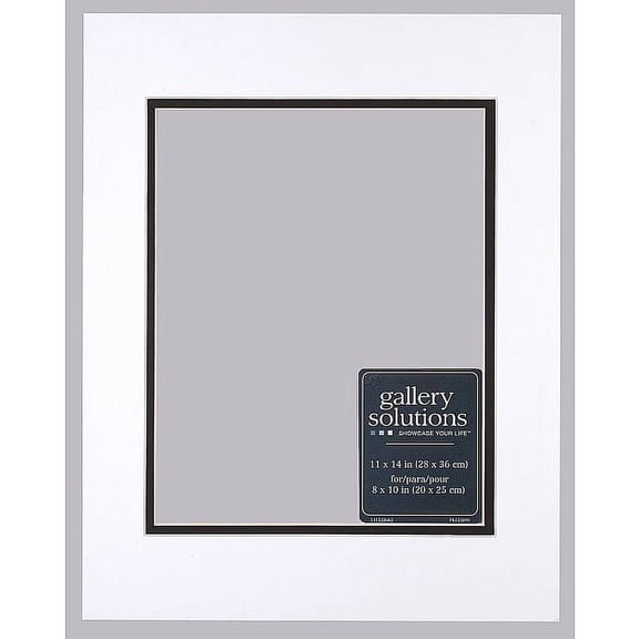 WHITE Black Double-Bevel Pro Mat Board 11x14 8x10 by Gallery Solutions - 11x14