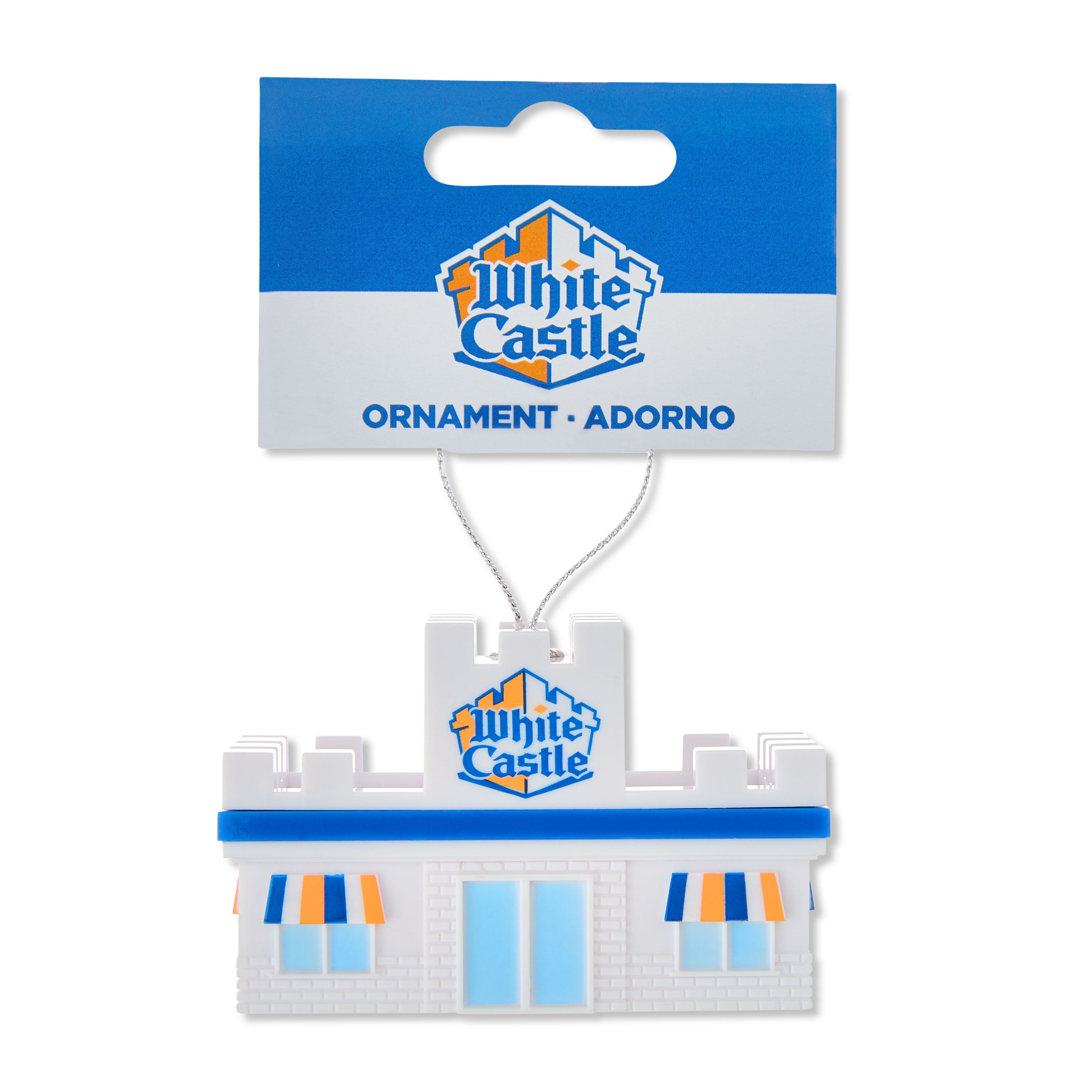 White Castle Decoupage Holiday Ornament, White, Plastic,by Ruz