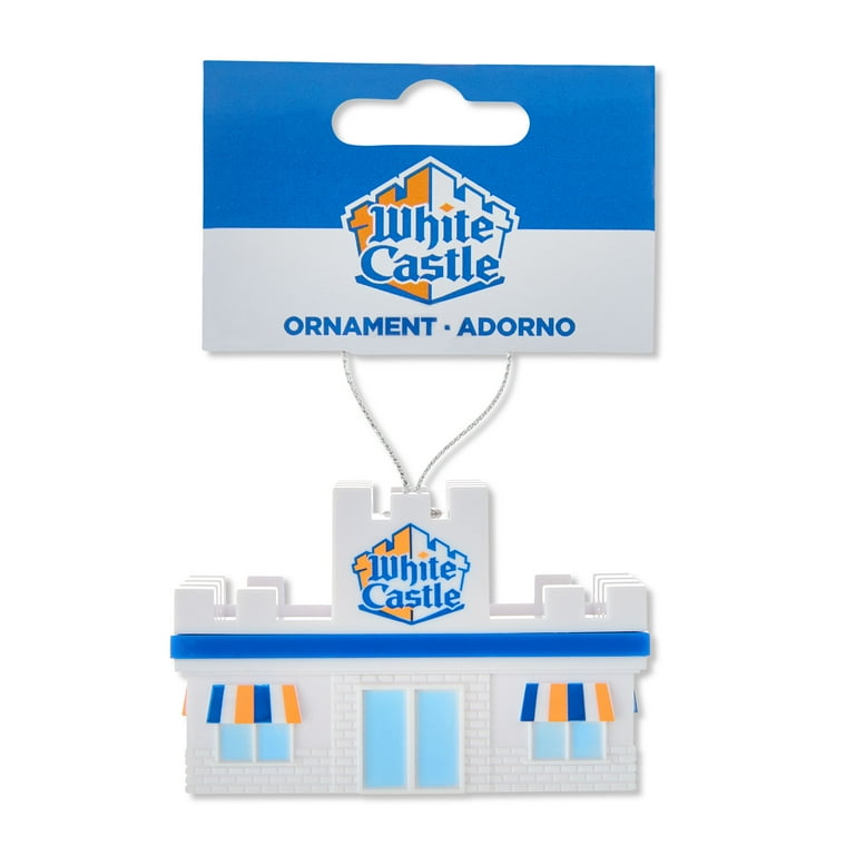 White Castle Decoupage Holiday Ornament, White, Plastic,by Ruz