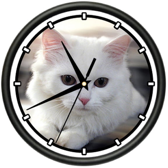WHITE CAT Wall Clock cats kittens owner breeder gift