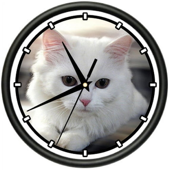 WHITE CAT Wall Clock cats kittens owner breeder gift