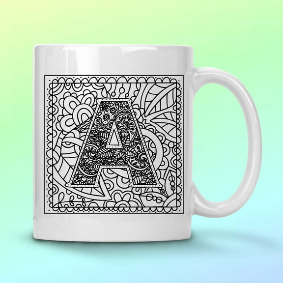 WHITE COFFEE MUG 11 OZ MONOGRAM A