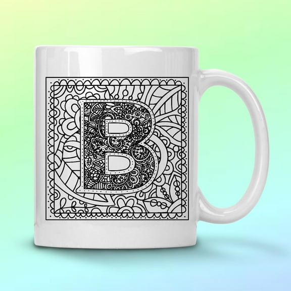 WHITE COFFEE MUG 11 OZ MONOGRAM B