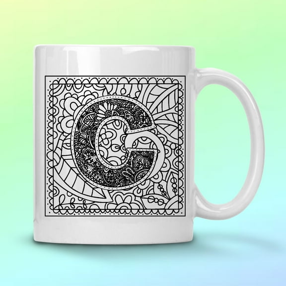 WHITE COFFEE MUG 11 OZ MONOGRAM C