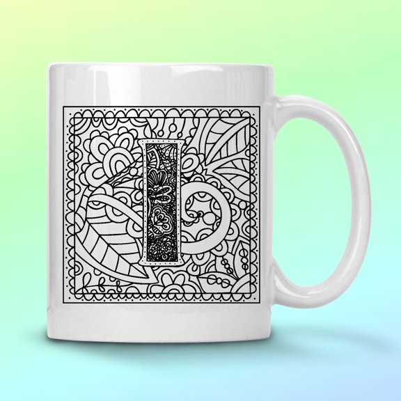 WHITE COFFEE MUG 11 OZ MONOGRAM I