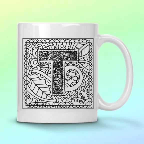 WHITE COFFEE MUG 11 OZ MONOGRAM T