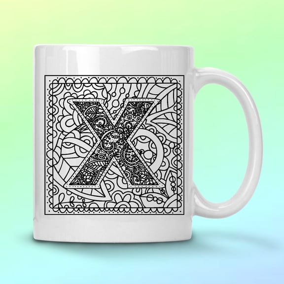 WHITE COFFEE MUG 11 OZ MONOGRAM X