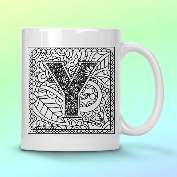 WHITE COFFEE MUG 11 OZ MONOGRAM Y