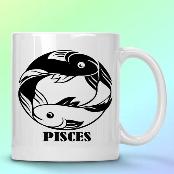 WHITE COFFEE MUG 11 OZ PISCES