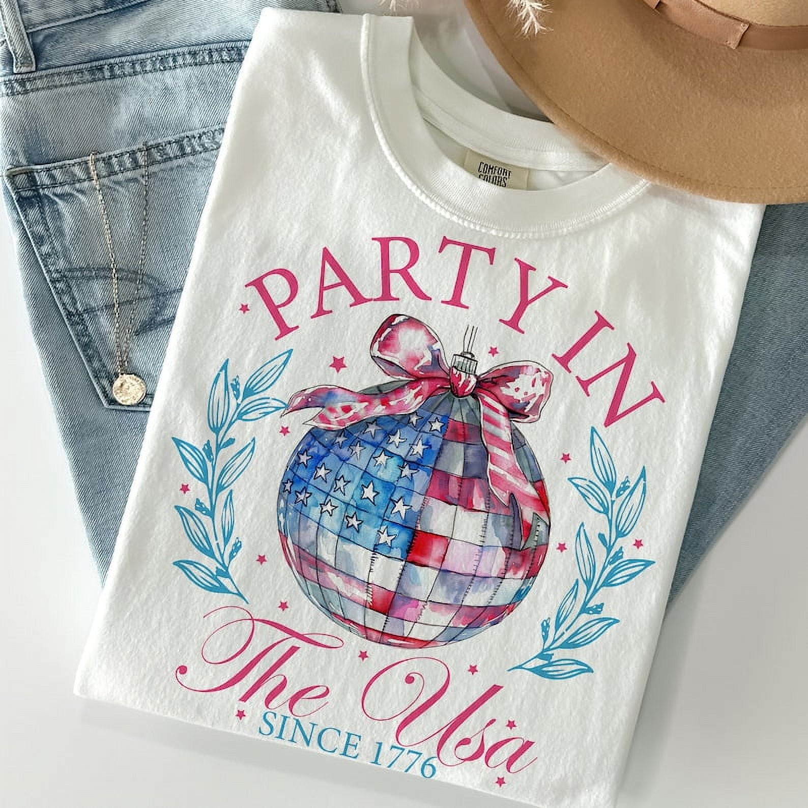[WHITE] Coquette 4th Of July ,Party In the Usa,America ,Disco ball
