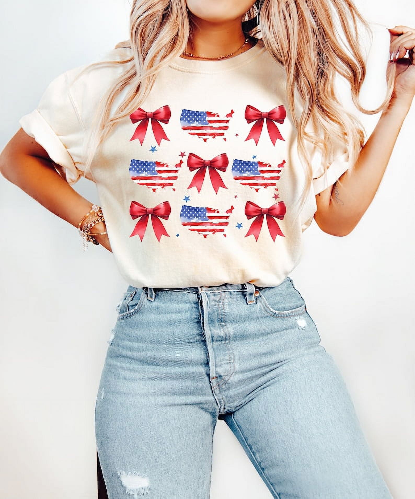 [WHITE] Coquette American Flag Shirt