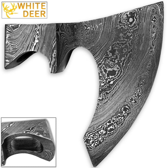 WHITE DEER Blank Axe Head Bit Damascus Steel Viking Hatchet Wildling Tomahawk