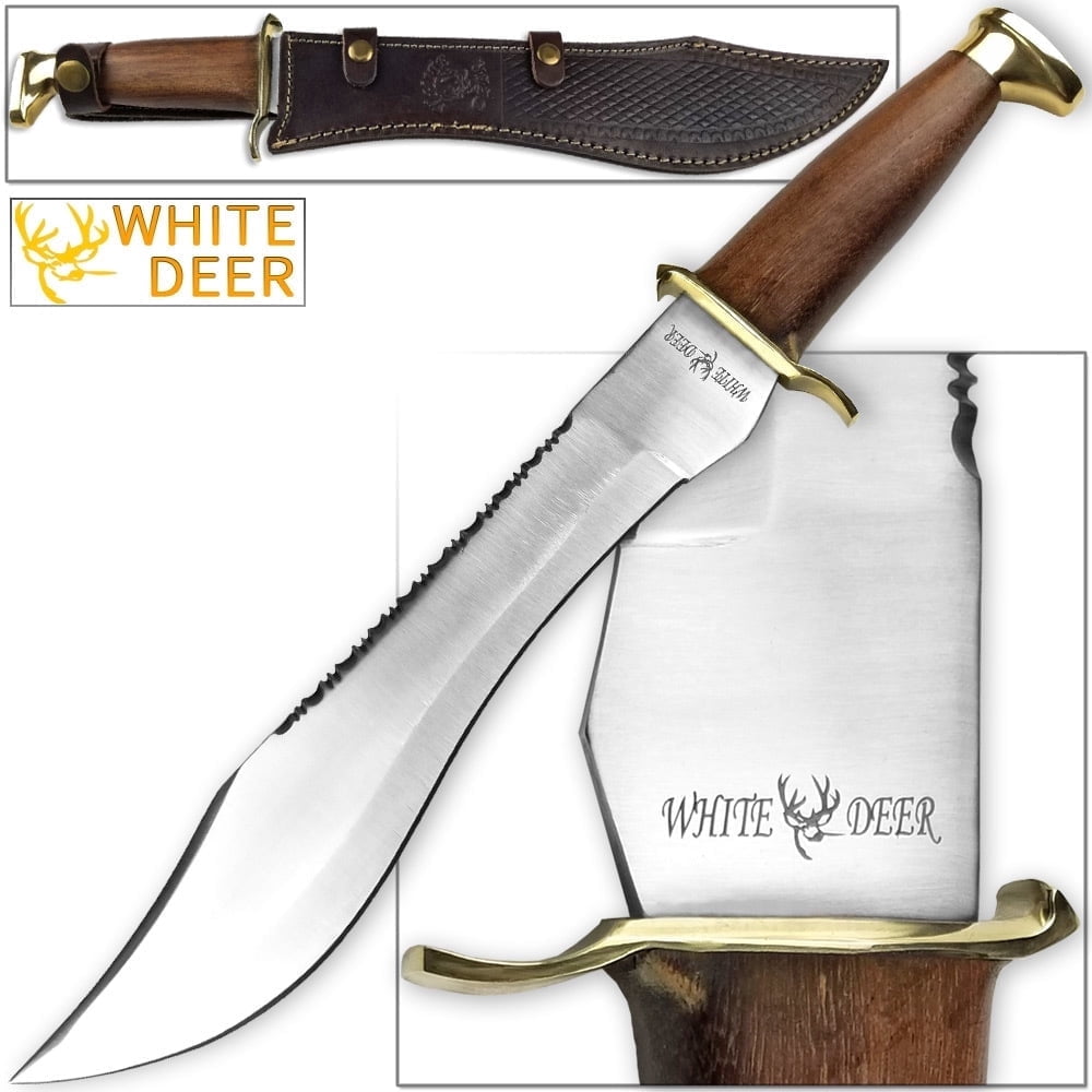 WHITE DEER MAGNUM 16.75 Inches Dave Dundee Bowie Knife Jungle Sawback Serrated Spine w Wood Handle