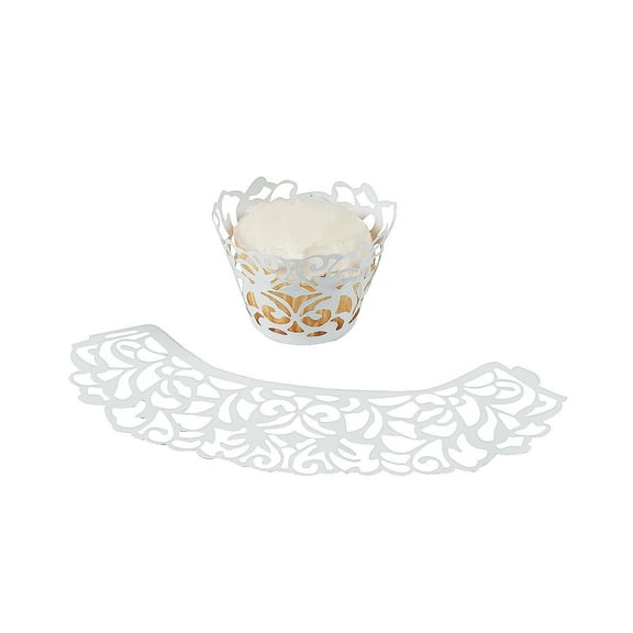 WHITE DIE CUT CUPCAKE COLLARS (2DZ) - Party Supplies - 24 Pieces