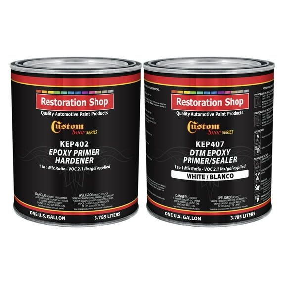 WHITE Epoxy Primer / Sealer 2.1 VOC (2-GALLON KIT) - Anti-Corrosive DTM Direct to Metal Fast Dry Primer