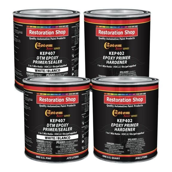 WHITE Epoxy Primer / Sealer 2.1 VOC (GALLON KIT) - Anti-Corrosive DTM Direct to Metal Fast Dry Primer