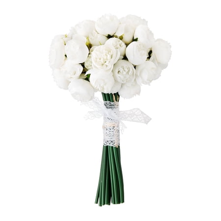 Artificial White Peony Flower Bouquet, 11.8" , by Way To Celebrate