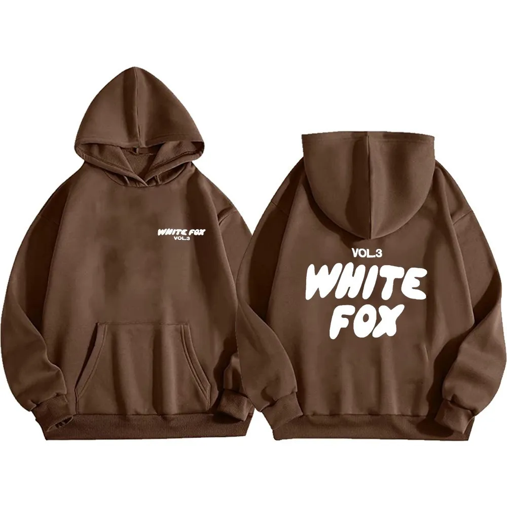 WHITEFOX Hoodie for Men Women Letter Printed Long Sleeve Drawstring