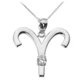 thumbnail image 1 of WHITE GOLD ARIES ZODIAC SIGN APRIL BIRTHSTONE PENDANT NECKLACE, 1 of 1