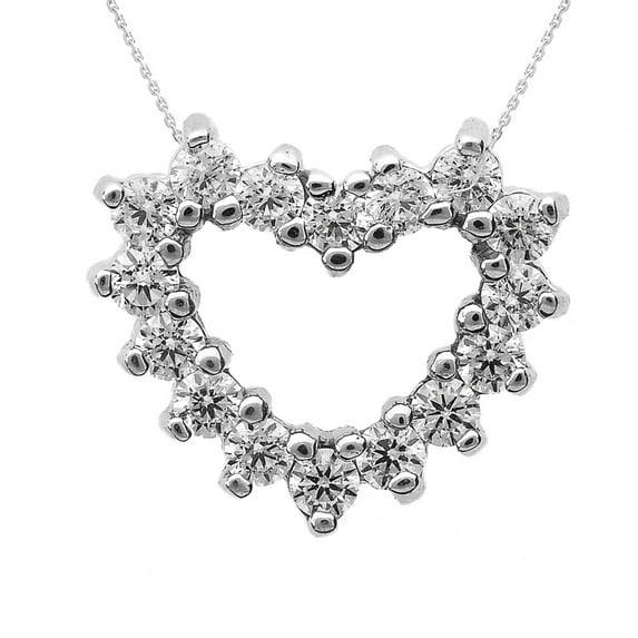 WHITE GOLD DIAMOND OPEN HEART NECKLACE : 10K 18"