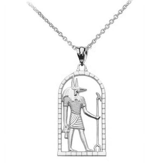 WHITE GOLD EGYPTIAN ANUBIS PENDANT NECKLACE : 10K Pendant with 16" chain