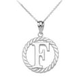 thumbnail image 1 of WHITE GOLD "F" INITIAL IN ROPE CIRCLE PENDANT NECKLACE :  10K  Pendant with 22" chain, 1 of 1