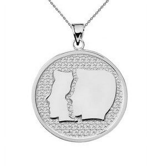 WHITE GOLD GEMINI ZODIAC DISC PENDANT NECKLACE : 14K Pendant with 18" chain