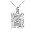 thumbnail image 1 of WHITE GOLD GEMINI ZODIAC SIGN FILIGREE SQUARE PENDANT NECKLACE, 1 of 1