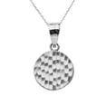 thumbnail image 1 of WHITE GOLD HAMMERED ROUND PENDANT NECKLACE :  14K  Pendant with 22" chain, 1 of 1