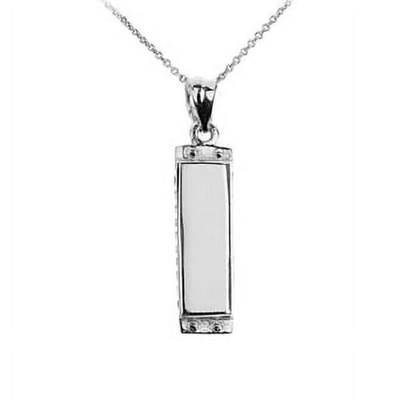 WHITE GOLD HARMONICA PENDANT NECKLACE : 10K Pendant with 22" chain