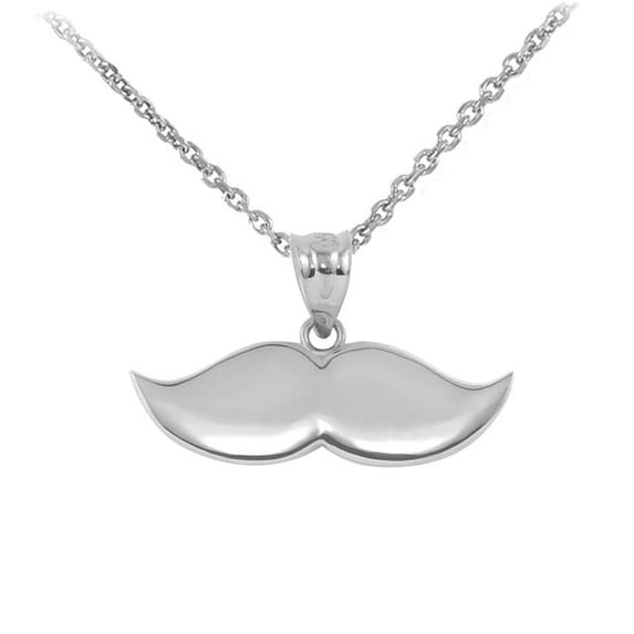 WHITE GOLD MUSTACHE CHARM PENDANT NECKLACE