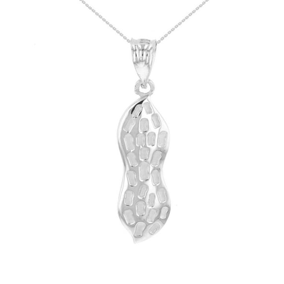 WHITE GOLD PEANUT PENDANT NECKLACE : 14K Pendant with 18" chain