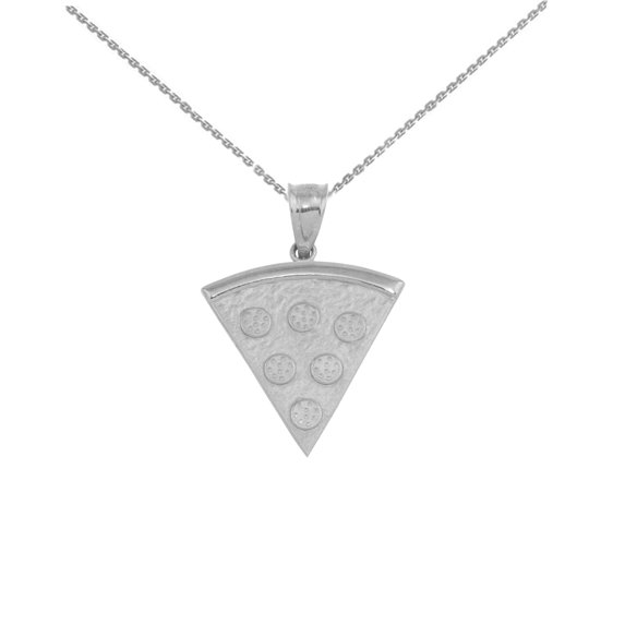 WHITE GOLD PIZZA SLICE FRIENDSHIP PENDANT NECKLACE : 10K Pendant only