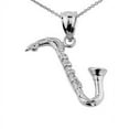 thumbnail image 1 of WHITE GOLD SAXOPHONE PENDANT NECKLACE :  14K  Pendant with 22" chain, 1 of 1