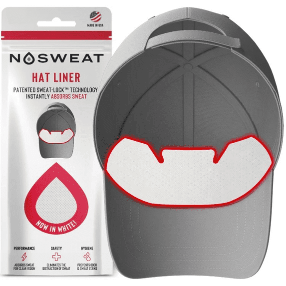 WHITE HAT LINERS - PATENTED SWEATLOCK™ FOR ALL HAT TYPES - 12 Pack