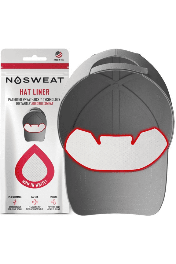 WHITE HAT LINERS - PATENTED SWEATLOCK™ FOR ALL HAT TYPES - 12 Pack