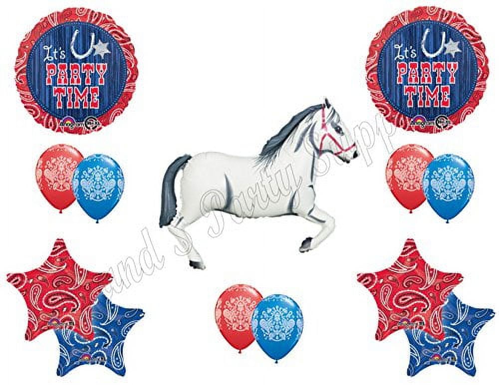 WHITE HORSE & BANDANA Birthday PARTY Hoedown Rodeo Balloons Decorations Supplies