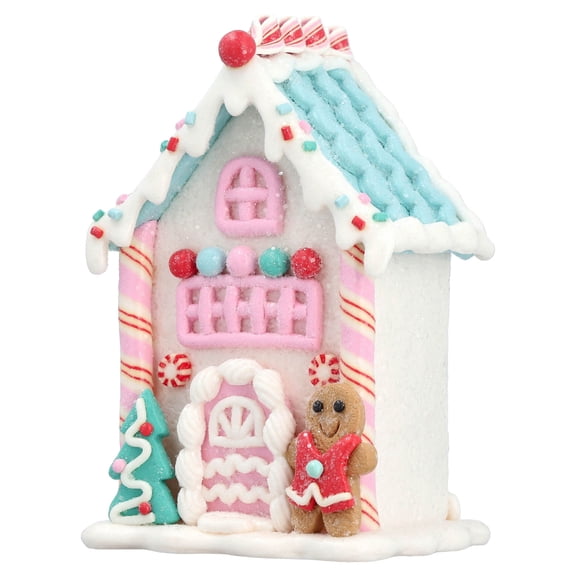 Clay Dough Gingerbread House Christmas Decoration, Pink and White, 5.5", by Holiday Time