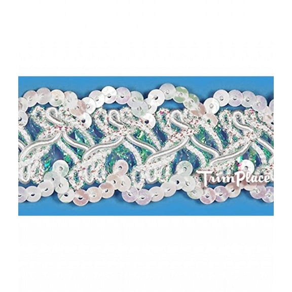 WHITE IRIS 1 INCH GUIMP SEQUIN TRIM