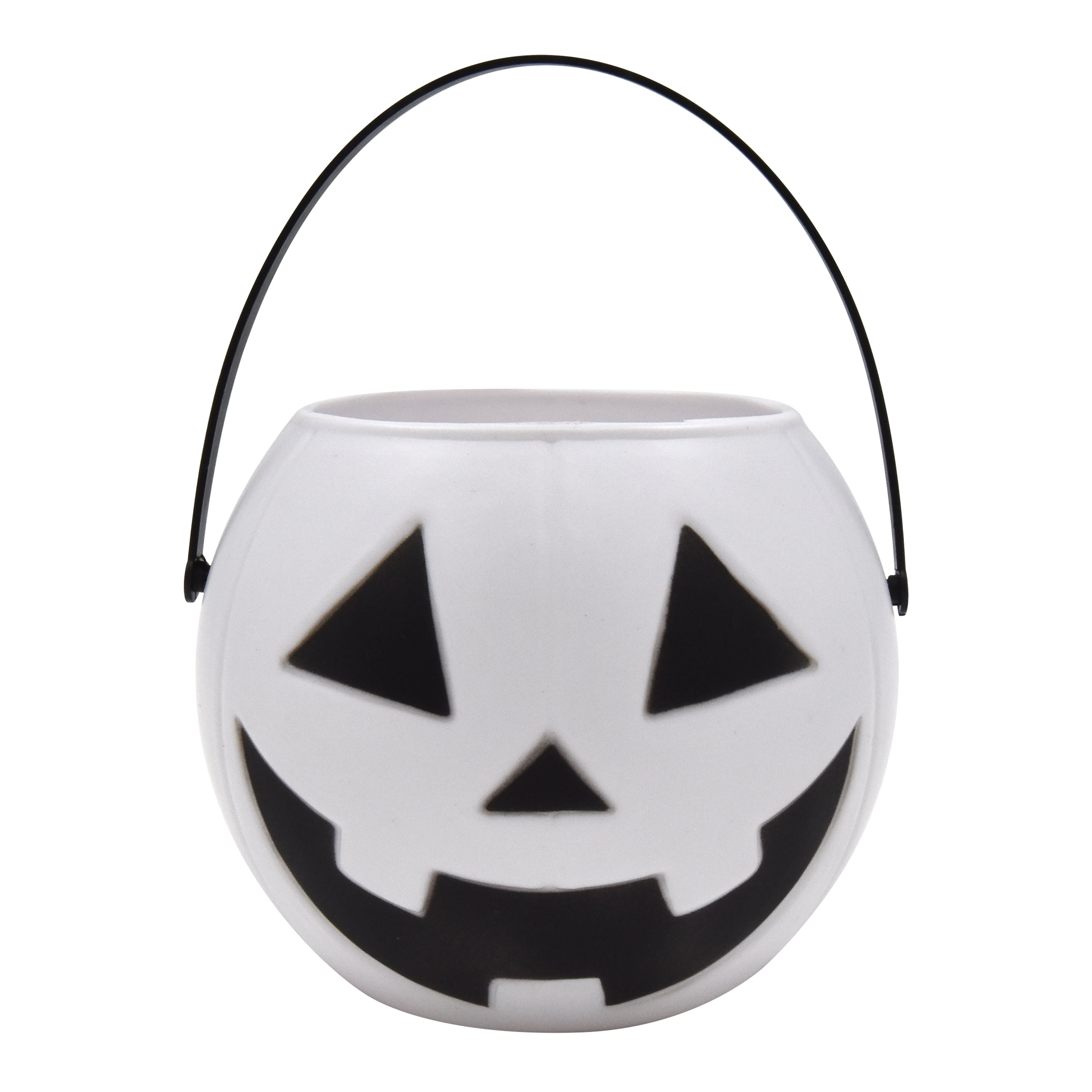 Halloween Jack O’Lantern Mini Candy Bucket, White, Plastic, 3.5 in, by Way to Celebrate